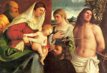Sebastiano Del Piombo : The Holy Family with Saints Catherine and Sebastian and a Donor